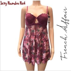 French Affair Red Babydoll Nightie & Panty Set